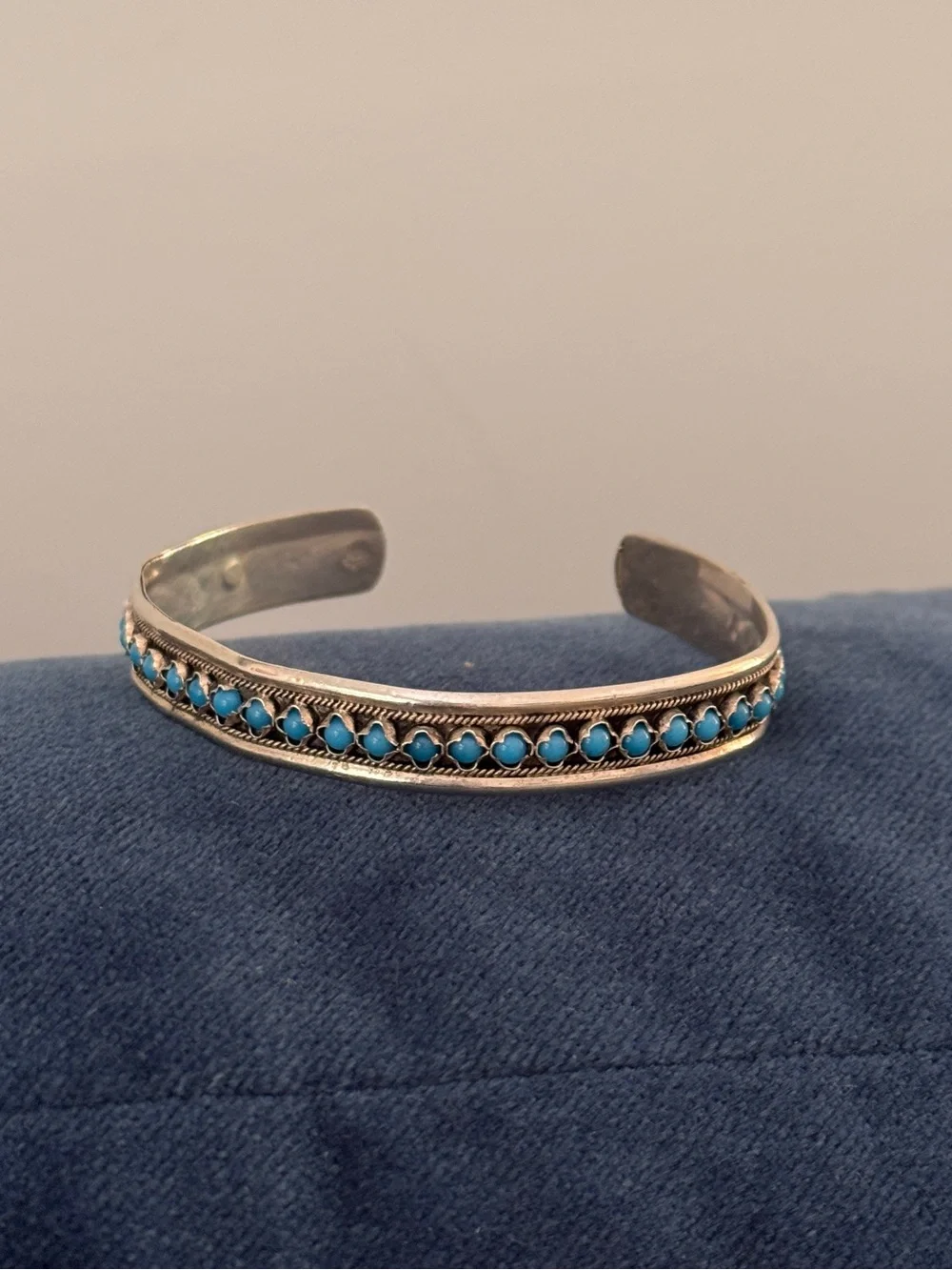 Vintage 950 Sterling Silver Turquoise Cuff Bracelet